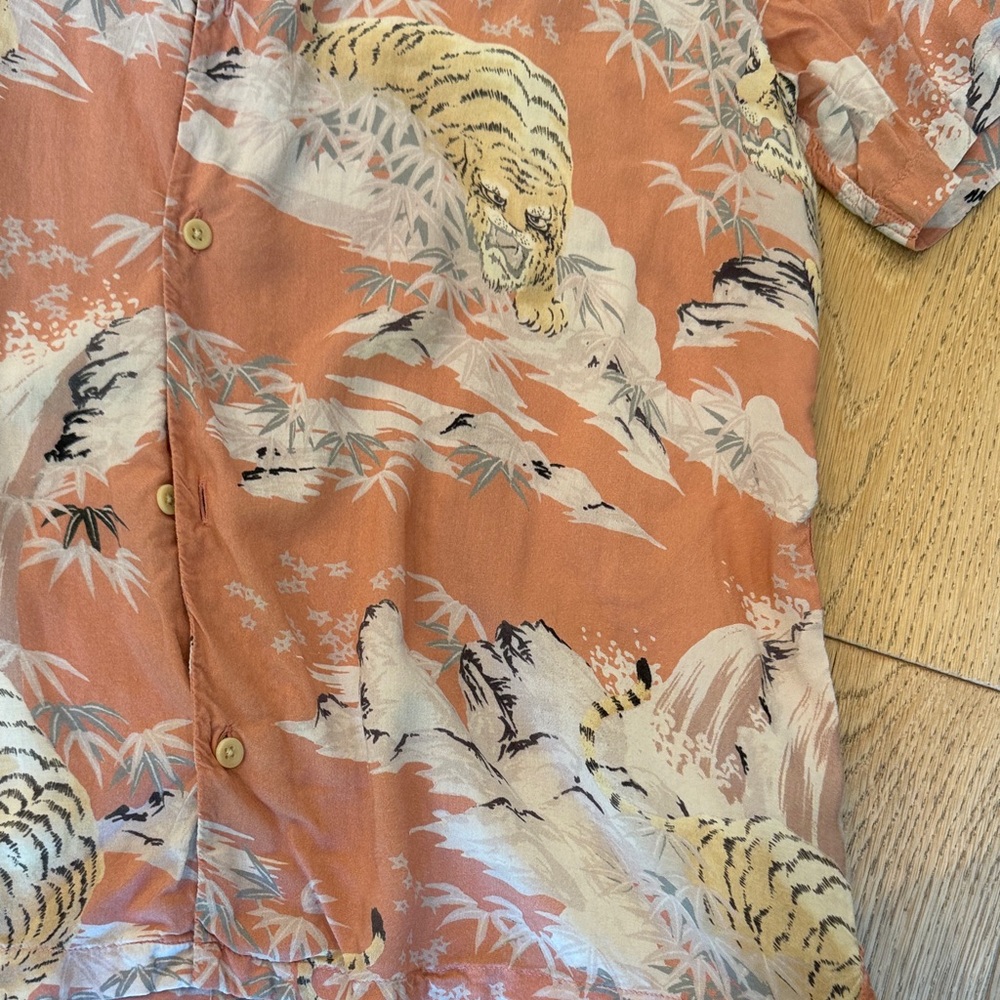 All Saints Pink Tiger Motif Camp Shirt - Picture 4 of 6